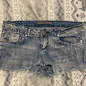 2000s trendy bedazzled jean shorts